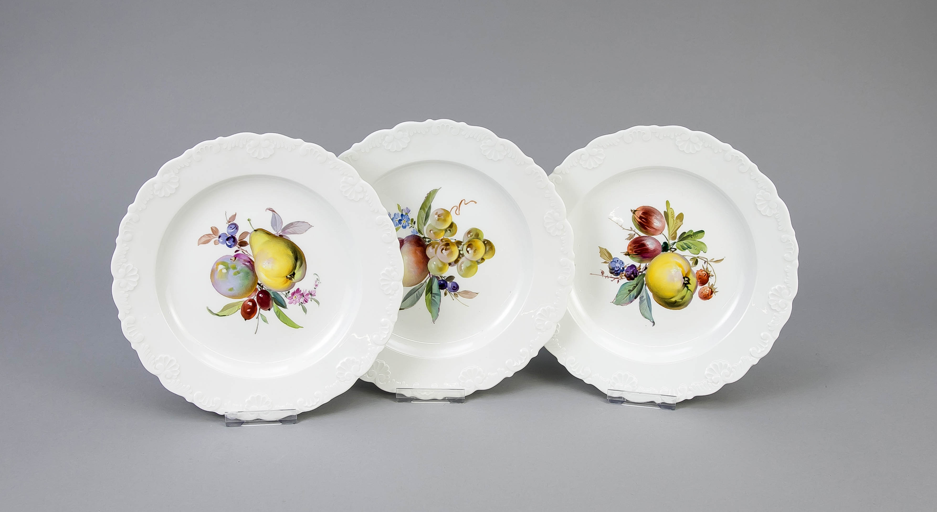 Drei Obstteller, Meissen, Marken 1850-1924, 1