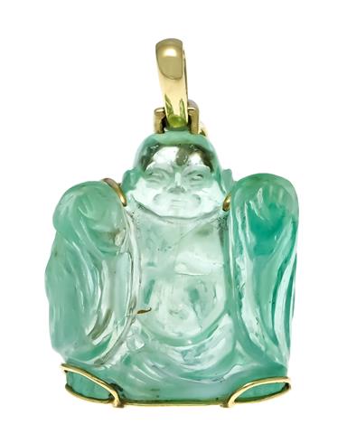 Emerald pendant GG 750/000 with one emerald ca