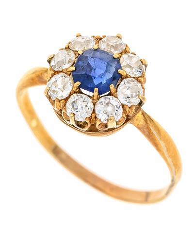 Saphir-Altschliff-Diamant-Ring