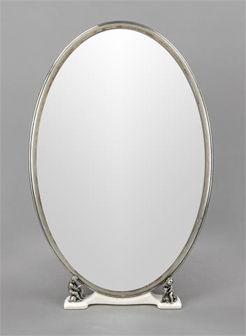 Large oval table stand mirror, early