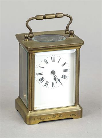 Travel clock, brass, circa 1900, face