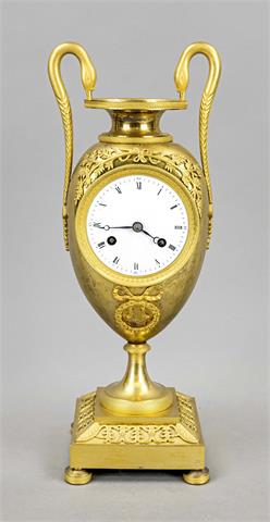 Fire-gilt vase clock, 1st half 19th c