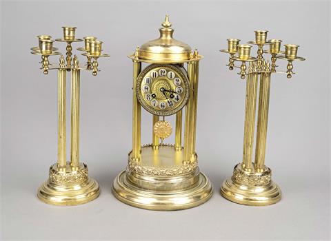 3-piece clock set, pressed brass and