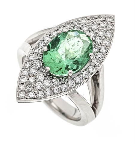Smaragd-Brillant-Schiffchen-Ring WG