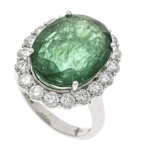 Emerald-brilliant ring WG 750/000 wit