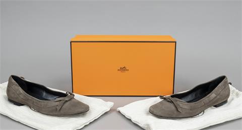 Hermes, ballerinas with bow, brown su