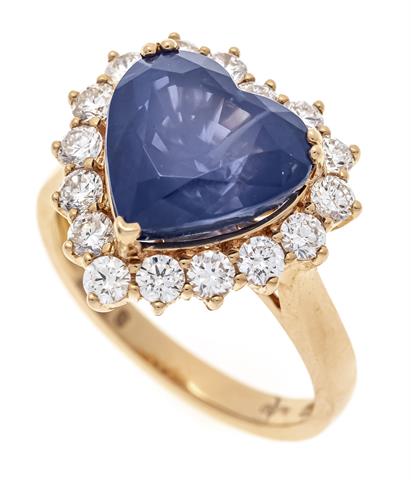Sapphire and brilliant-cut diamond ri