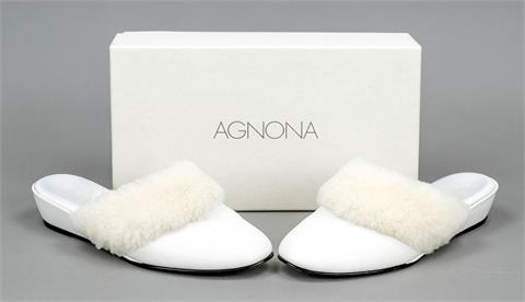 Agnona, Hausschuhe, weißes Leder mit