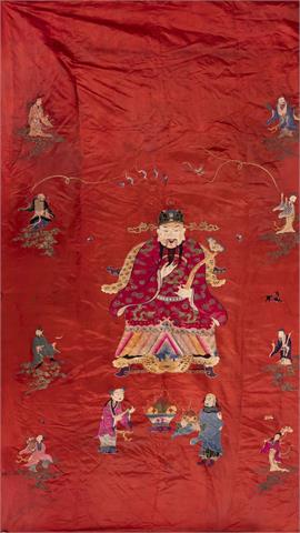 Red silk cloth, China, embroidered wi
