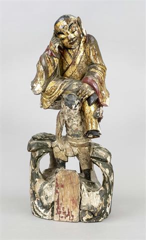 Große Holzfigur, China, 19. Jh. (Qin