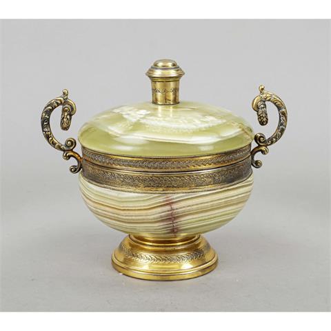 Marble lidded box with silver m