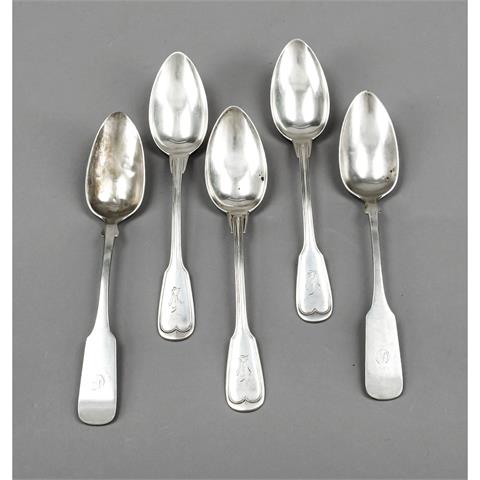 A lot of five spoons, German, 1