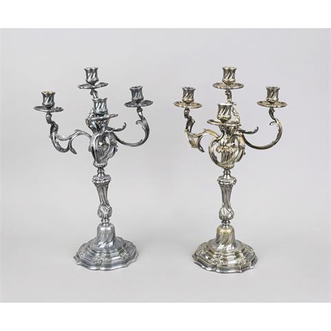 A pair of four-flame table cand