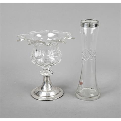 Zwei Teile Glas mit Silbermonta