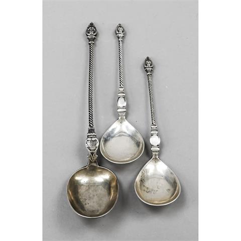 Three spoons, 1x Denmark, 1873,