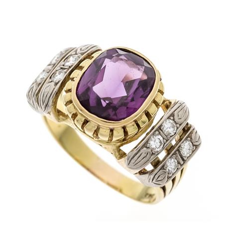 Synth. sapphire-brilliant ring