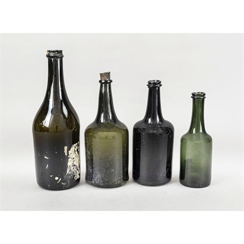Four wine bottles, 19th century