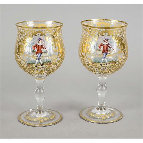 Pair of wine goblets, late 19th