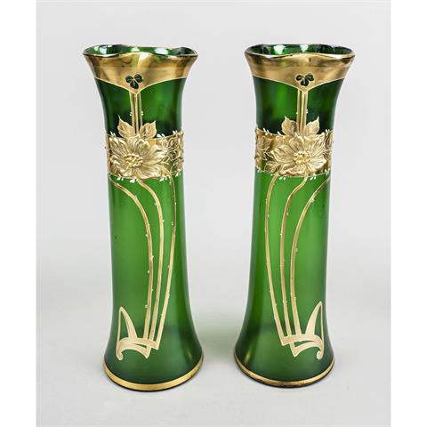 A pair of tall Art Nouveau vase
