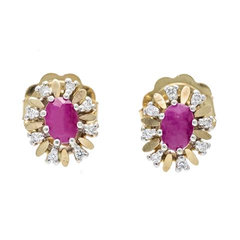 Ruby diamond stud earrings GG/W