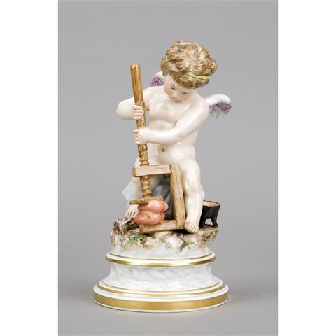 Cupid, pressing two hearts toge