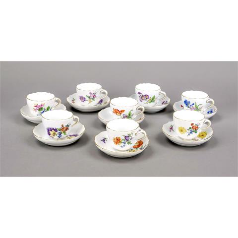 Eight demitasse cups with sauce