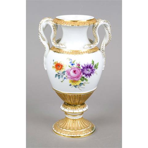 Snake-handled vase, Meissen, ma
