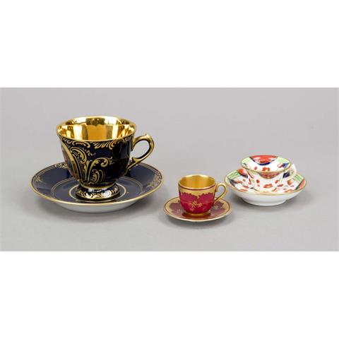 Three cups with saucer, 20th ce