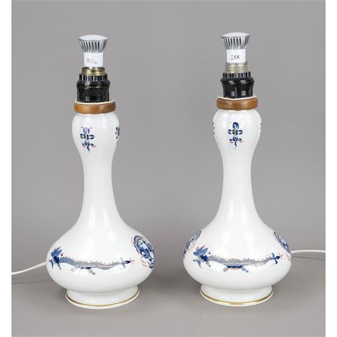 Pair of table lamps, Meissen, a