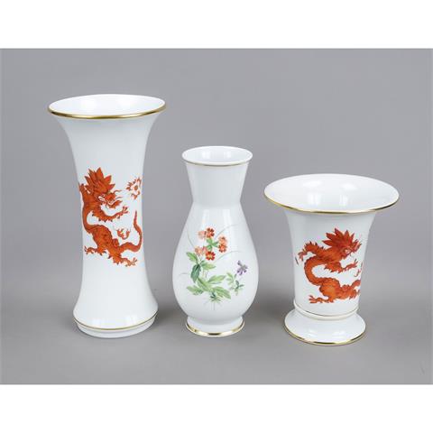 Three vases, Meissen, 20th cent