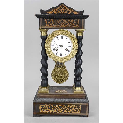 A portal clock, ebonized wood,