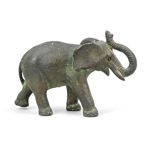 Bronze elephant with glass eyes