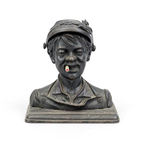 Figural cast iron inkwell, c. 1