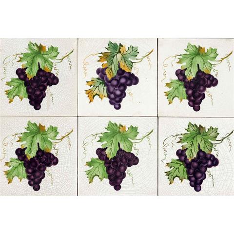 50 Tiles with Grape Decoration,