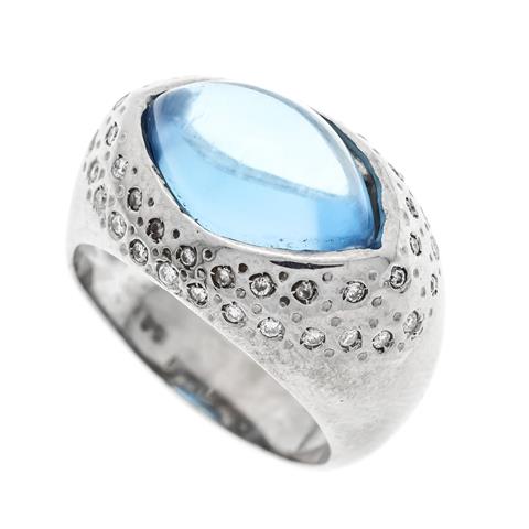 Blue topaz diamond ring WG 750/