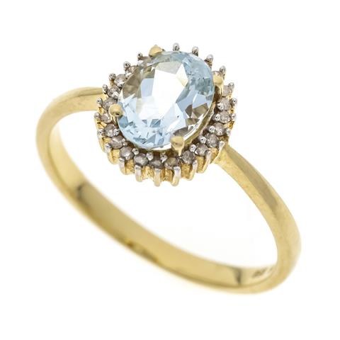 Blue topaz diamond ring GG/WG 5