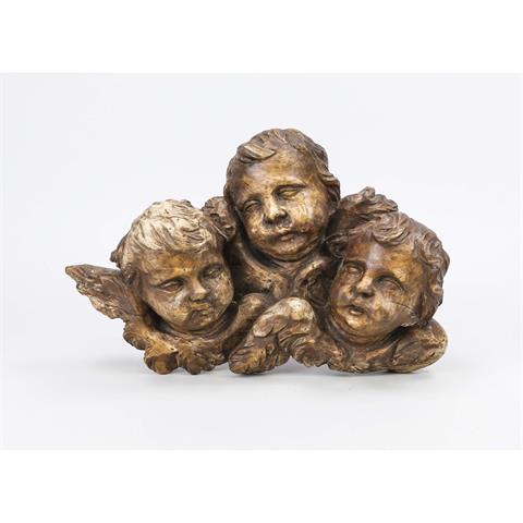 3 Putti Heads, 18th century, ca