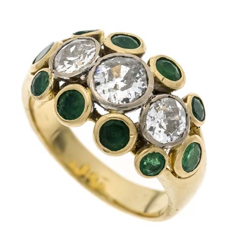 Altschliff-Diamant-Smaragd-Ring