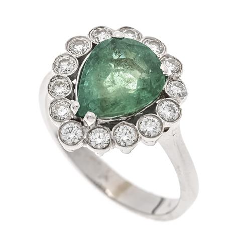 Emerald-brilliant ring WG 585/0