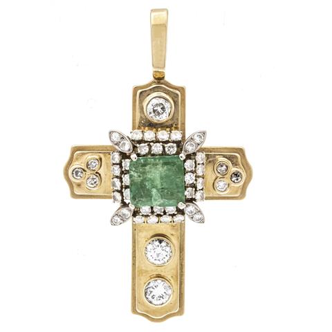 Emerald cross pendant GG/WG 585