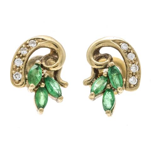 Emerald diamond stud earrings G