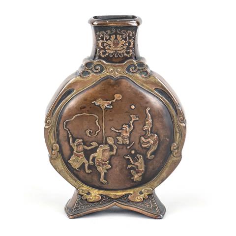 Moon flask vase with relief dec