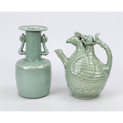 Teapot and mallet vase, Korea,