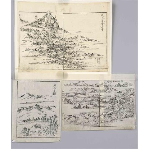 3 woodblock prints, Japan 19th