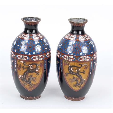 Pair of cloisonné vases, Japan,