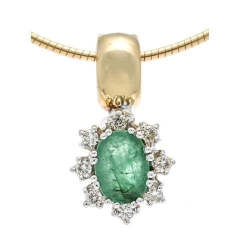 Emerald diamond clip pendant GG
